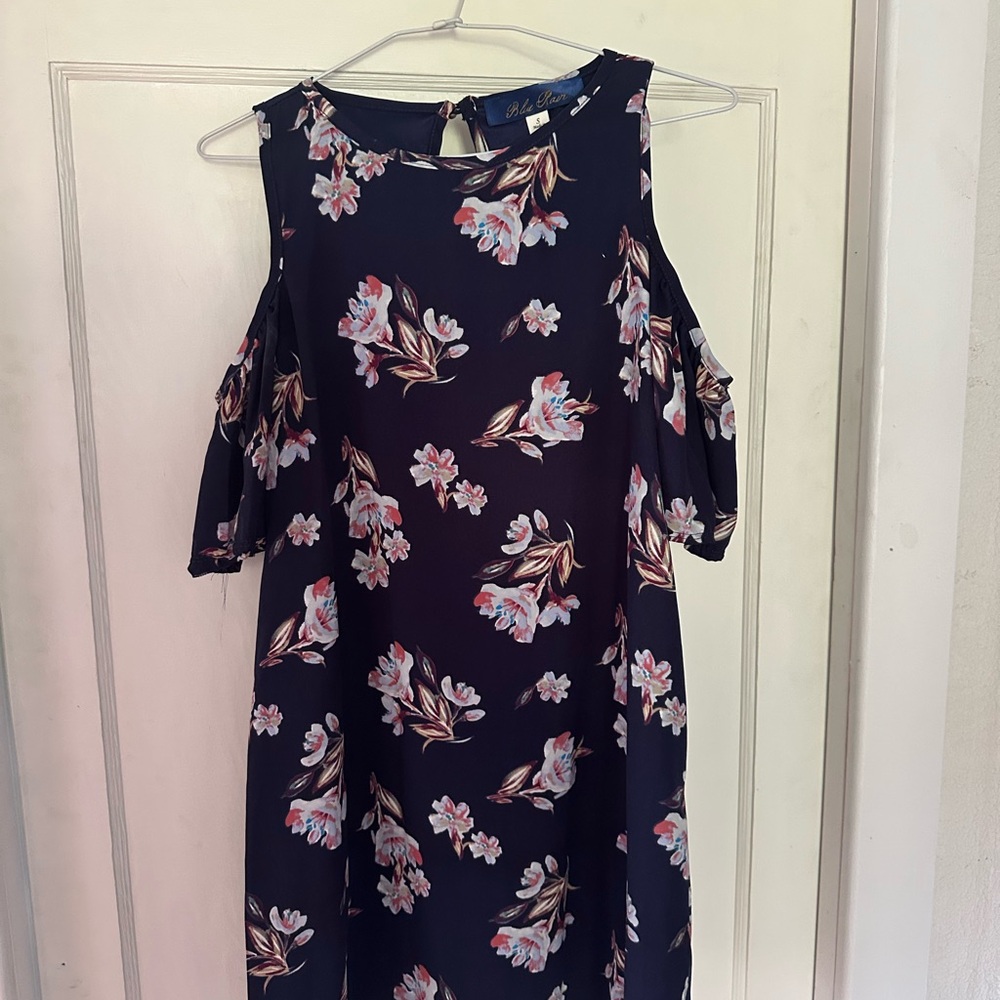 Blue Rain Mini Dress in Blue and Pink